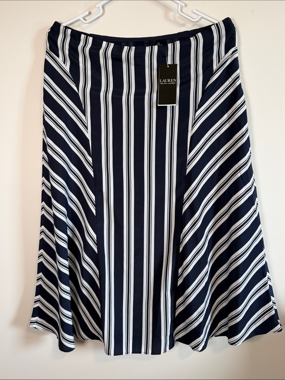 NWT Lauren Ralph Lauren Navy & White Lined Striped Circle Skirt